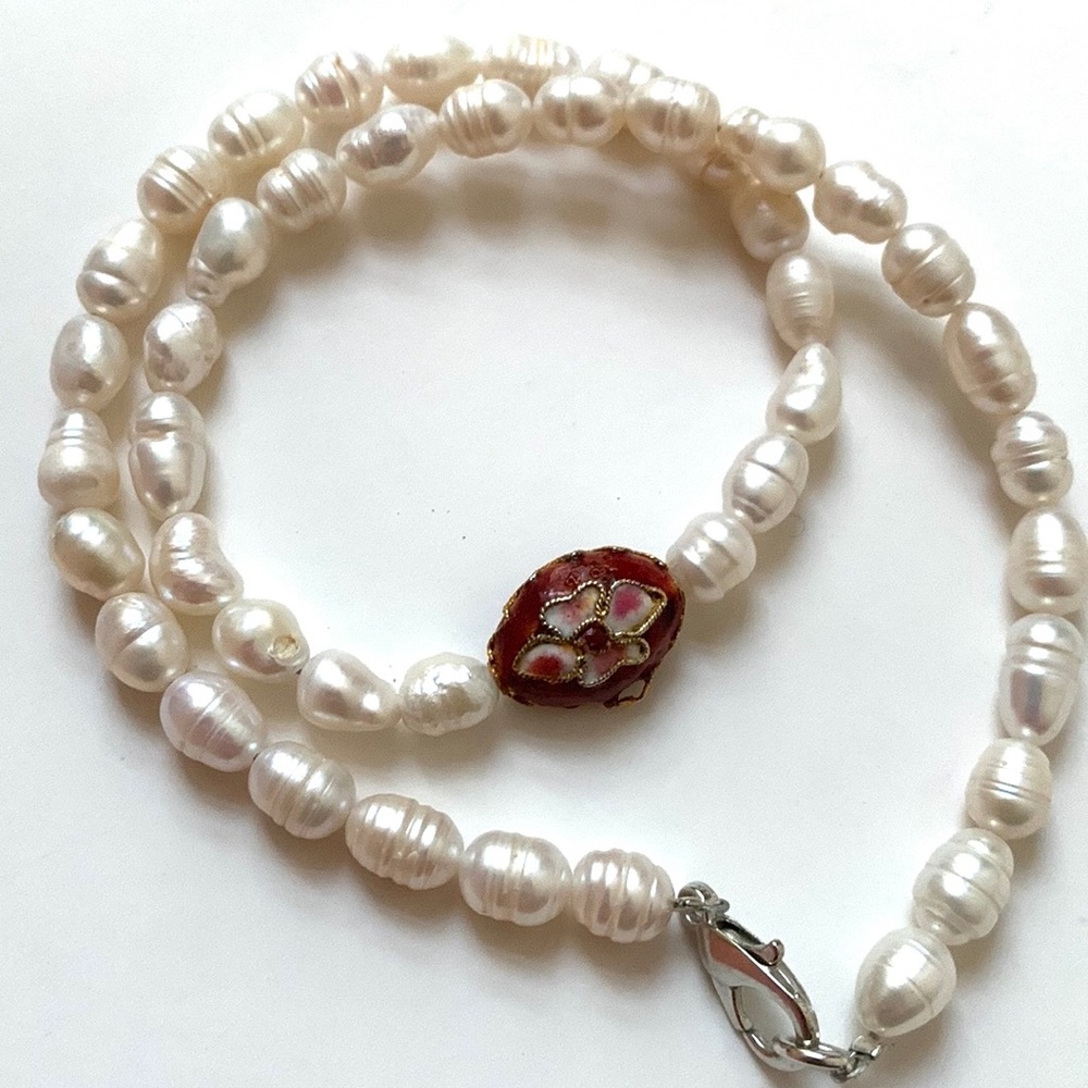 STORE CLOSING Handmade Pearl Necklace with Vintage Charm